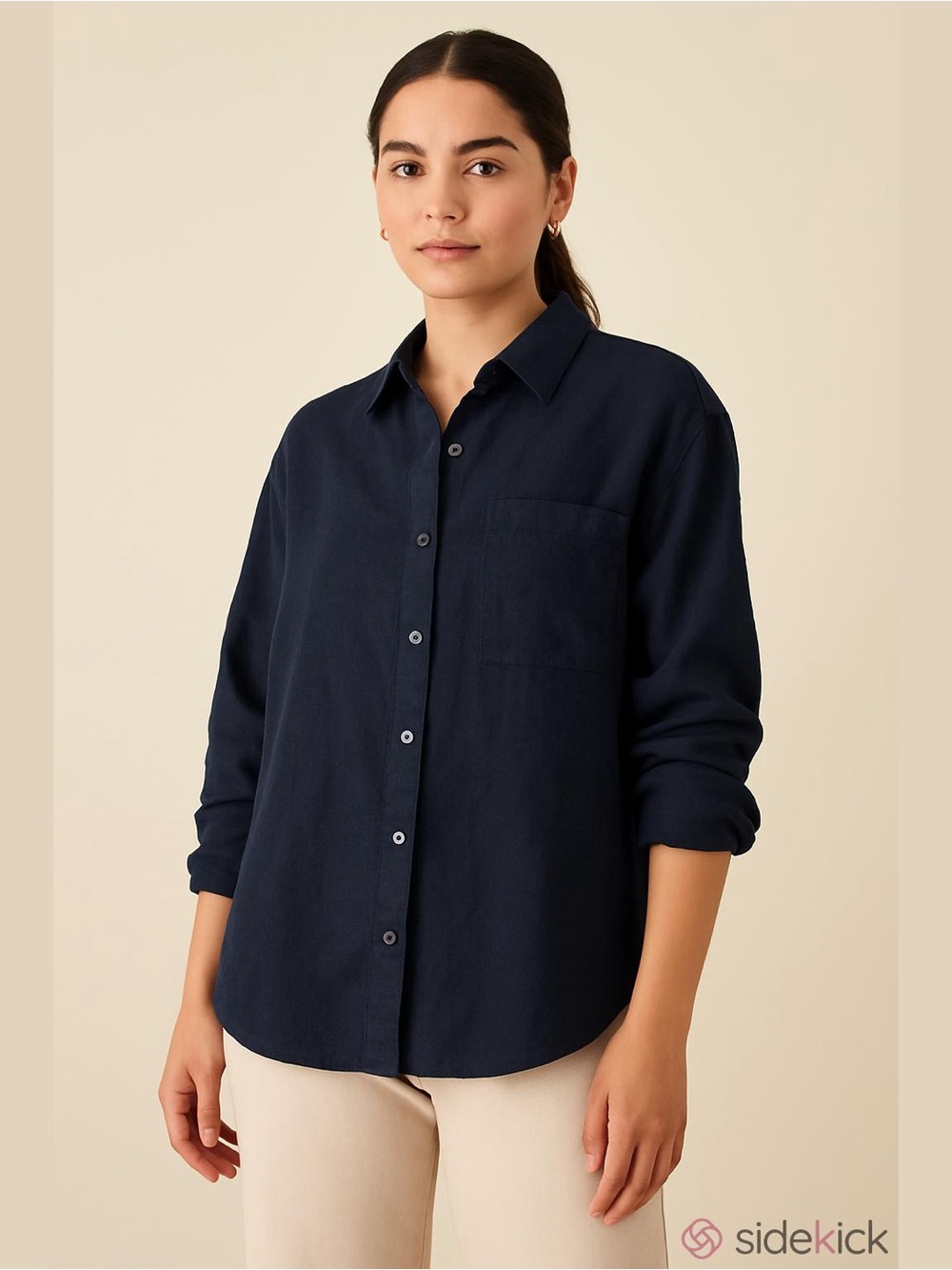 Abercrombie & Fitch Oversized Fit Linen Blend Button Women XS Black